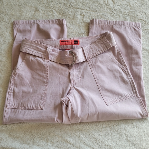 Vintage Y2K Mossimo Cropped Utility Lowrise Pants with Belt Blush Pink  *sz 9* - Picture 9 of 16
